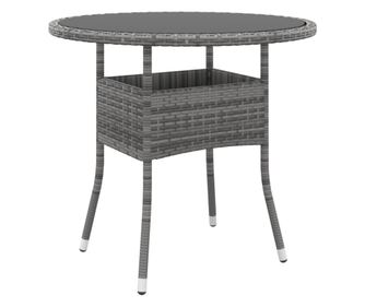 szürke polyrattan és edzett üveg kerti asztal Ø80 x 75 cm