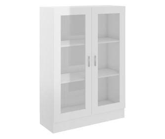 magasfényű fehér forgácslap vitrinszekrény 82,5 x 30,5 x 115 cm