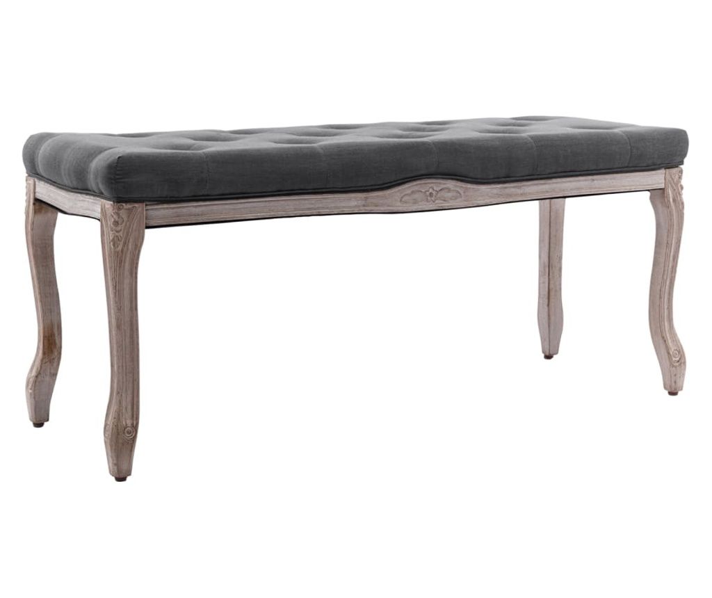 Klupa od tkanine i masivnog drva 110 x 38 x 48 cm tamnosiva 