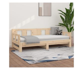 Rozkládací denní postel, 2x(90x190) cm, masivní borové dřevo