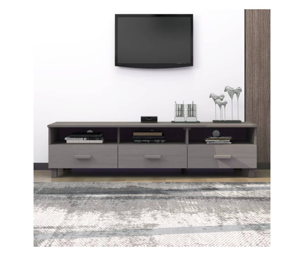 TV-szekrny, vilgos szrke, 158x40x40 cm, tmr fenyfa