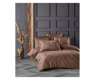 Lenjerie de pat King Premium Bumbac tesatura Jacquard Saheser Evans Brown