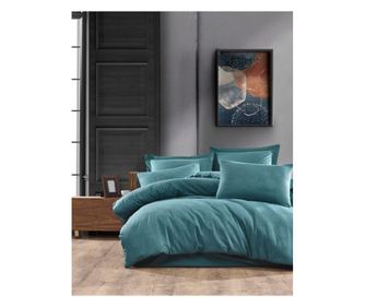 Lenjerie de pat King Premium Bumbac tesatura Jacquard Saheser Dorian Petrol Blue