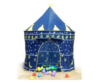 Cort de joaca tip castel, pentru copii, culoare albastru