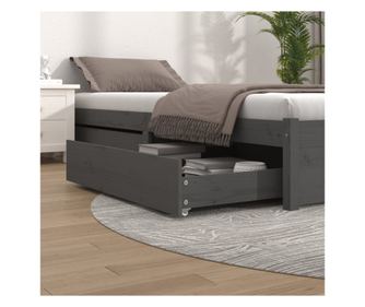 Ágy alatti fiókok, 2 db, szürke, tömör fenyőfa