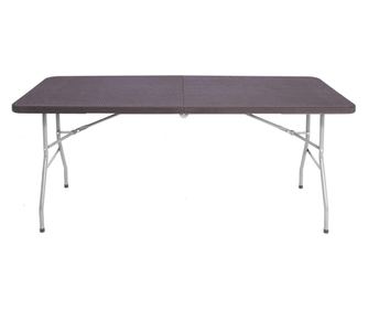 Večnamenska zložljiva pravokotna miza, 1,8 m x 0,75 m x 0,75 m, imitacija ratana, rjava