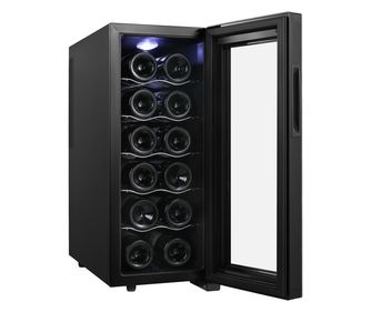 Vinska vitrina, steklena vrata, 6 polic, LED, 12 steklenic, 33 l, 50 W, NEV-SS-21905, SOGO