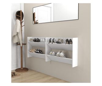 Pantofare de perete, 2 buc., alb, 80x18x60 cm, PAL