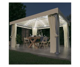 Pavilon fggnykkel s LED-es fnyfzrekkel, krmszn, 4x3 m