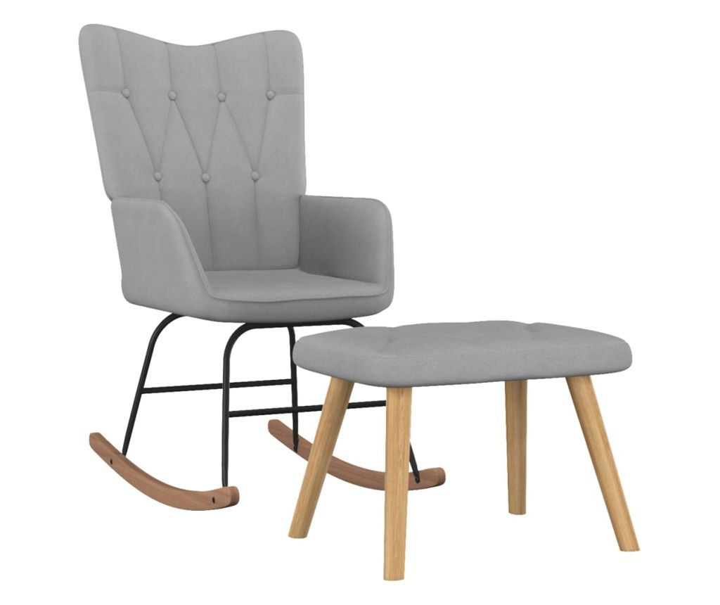 Dönthető fotel ottománnal, világosszürke, szövet