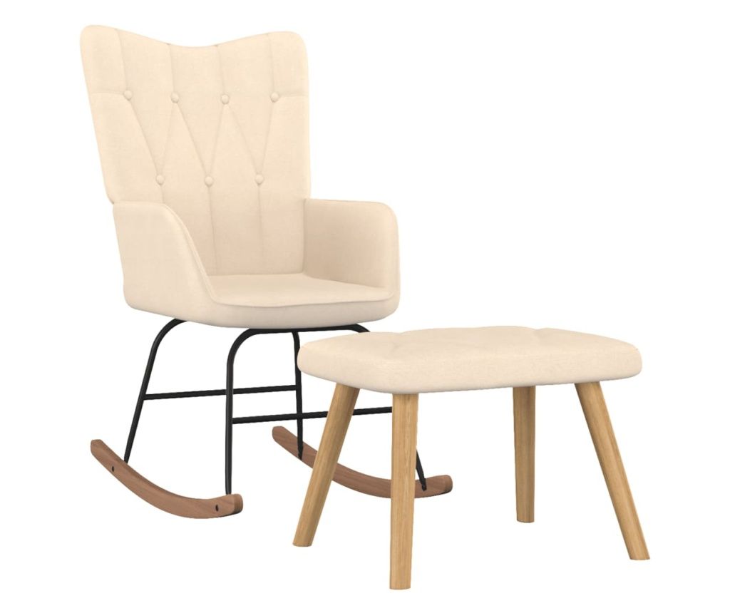 Hintaszék Ottománnal, Krém, Textil