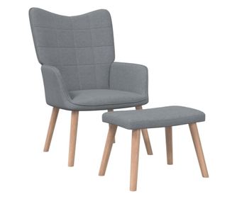 Sedežna garnitura za sprostitev s taburejem, svetlo siva, tekstil