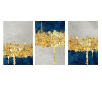 Set 3 Slike, Abstract Dark Blue, 50x90cm