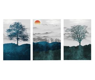 Комплект многоплатни картини 3 бр, Blue Abstract Mountain, 100x210cm