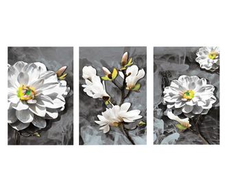 Комплект многоплатни картини 3 бр, Smoke White Flower, 70x150cm
