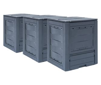 Κομποστοποιητές Κήπου, 3 τεμ, Γκρι, 60 x 60 x 73 εκ., 780 L