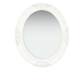 Oglindă de perete în stil baroc, alb, 50 x 60 cm