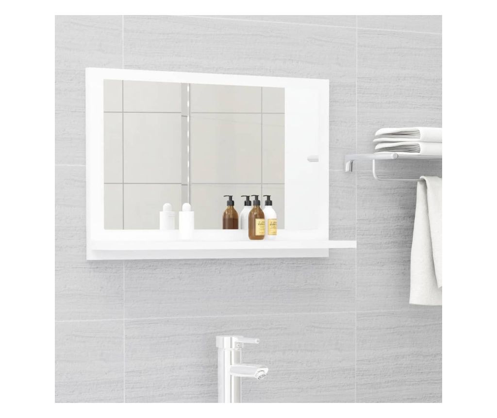 804562 Bathroom Mirror White 60x10.5x37 cm Engineered Wood