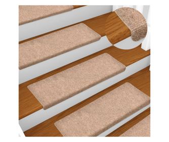 Tepisi za stepenice, 10 kom., smeđa, 65x25 cm, punch šav