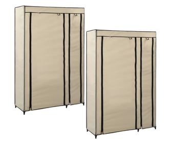 Сгъваеми гардероби от дрехи 2 бр. крем 110x45x175 см плат