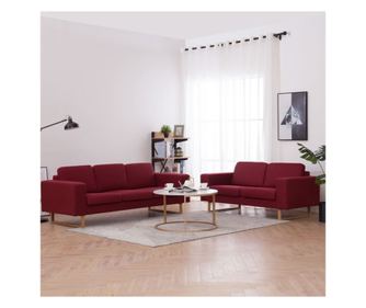 Комплект дивани, 2 части, бордо, текстил