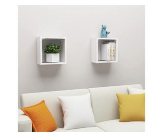 Kocka fali polc, 2 db, fehér, 30x15x30 cm