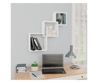 Rafturi de perete, cub, alb, 84,5 x 15 x 27 cm, PAL