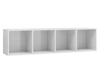 Biblioteka/Komoda TV, biały ekstra błyszczący, 143x30x36 cm