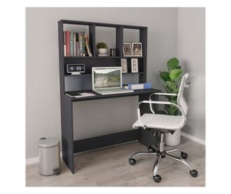 Pisarna s policami, siva, 110x45x157 cm, MDF