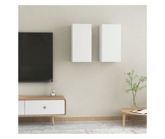 TV komode, 2 kom., bijela, 30,5x30x60 cm, PAL