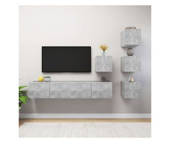 Set TV ormarića, 6 dijelova, betonski sivi, PAL