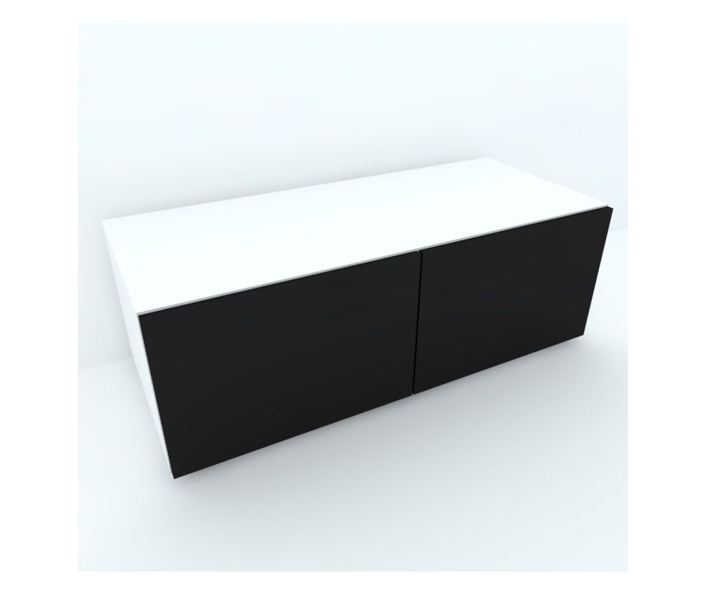 Armonia Comoda white with 2 doors with "PUSH TO OPEN" system, Black MFC fronts