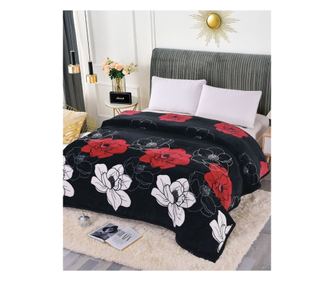 Egyszerű Cocolino takaró szegéllyel, 200 x 230 cm, színes virágok, PJ-08