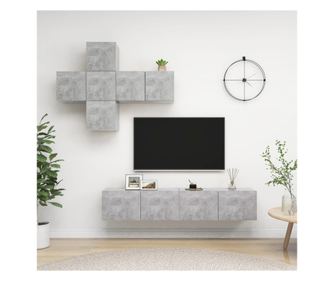 Set TV ormarića, 7 dijelova, betonski sivi, PAL