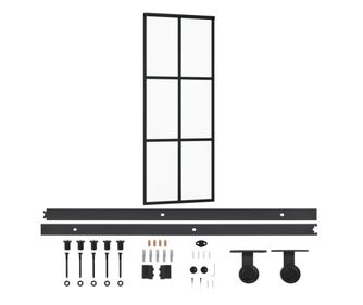 ESG üveg és alumínium tolóajtó fémszerelvény-szettel 76x205 cm