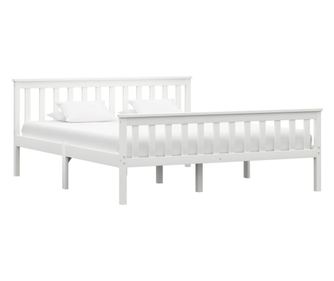 Ágykeret, fehér, 160 x 200 cm, tömör fenyőfa