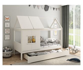 Drveni dječji krevet Finn Low s ladicom - bijeli - 200x90 cm