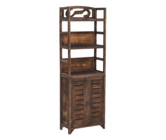 Vitrina temno rjava 46x24x140 cm trden les pavlovnije