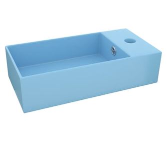 Chiuveta de baie cu preaplin, albastru deschis, ceramica