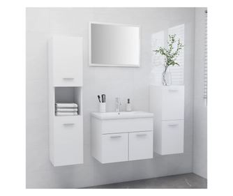 Set mobilier de baie, alb, PAL