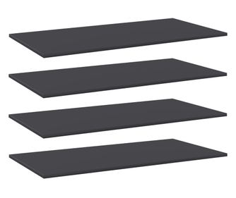 Könyvespolc lap, 4 db, szürke, 100 x 50 x 1,5 cm, laminált forgácslap