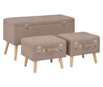Tabureti s prostorom za pohranu, 3 kom., smeđi, tekstilni materijal