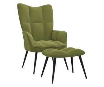 Naslanjač z oporo za noge, svetlo zelen, žamet