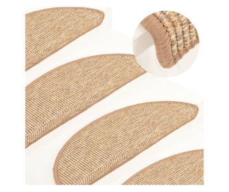 Koberce na schody samolepicí, 15 ks, světle hnědá, 56x20cm