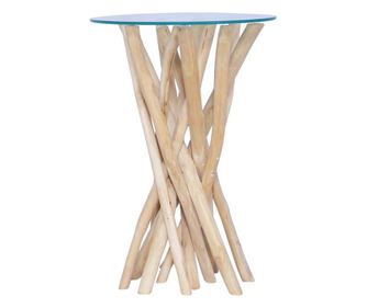 Stolić za kavu s staklenom pločom, 35x35x50 cm, drvo od tikovine