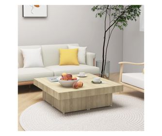 Dohányzóasztal, sonoma tölgy, 90x90x28 cm, forgácslap