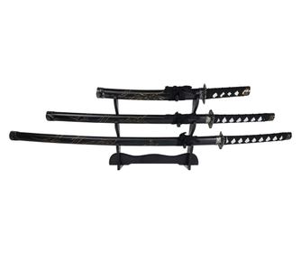 IdeallStore® dekoratív kardkészlet, pánik, Ninja Warrior, fekete, fém, 83 cm, hüvelyt tartalmaz