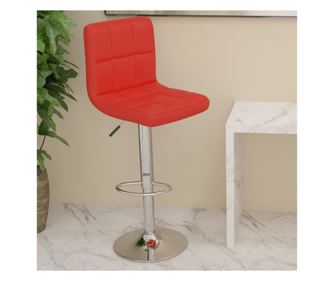 Bar stol, rdeč, ekološka usnja