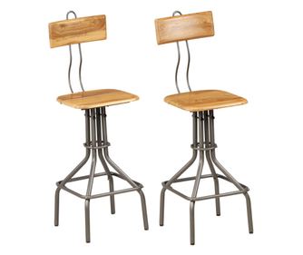 Barski stoli 2 kosa trdna predelana tikovina