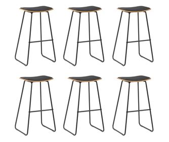 Barski stolčki 6 kosov črno umetno usnje